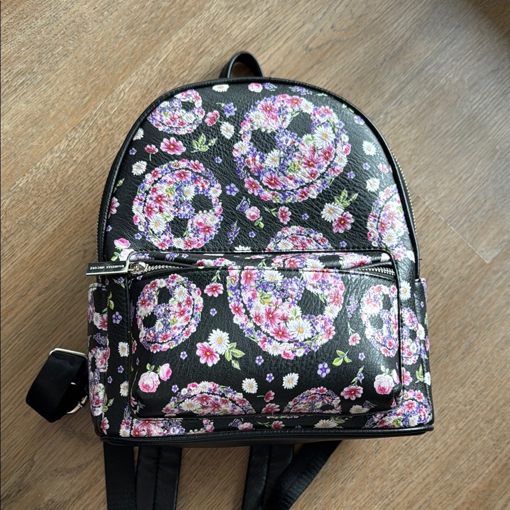 Danielle Nicole Black and Pink Backpack with Jack Skellington Floral Design